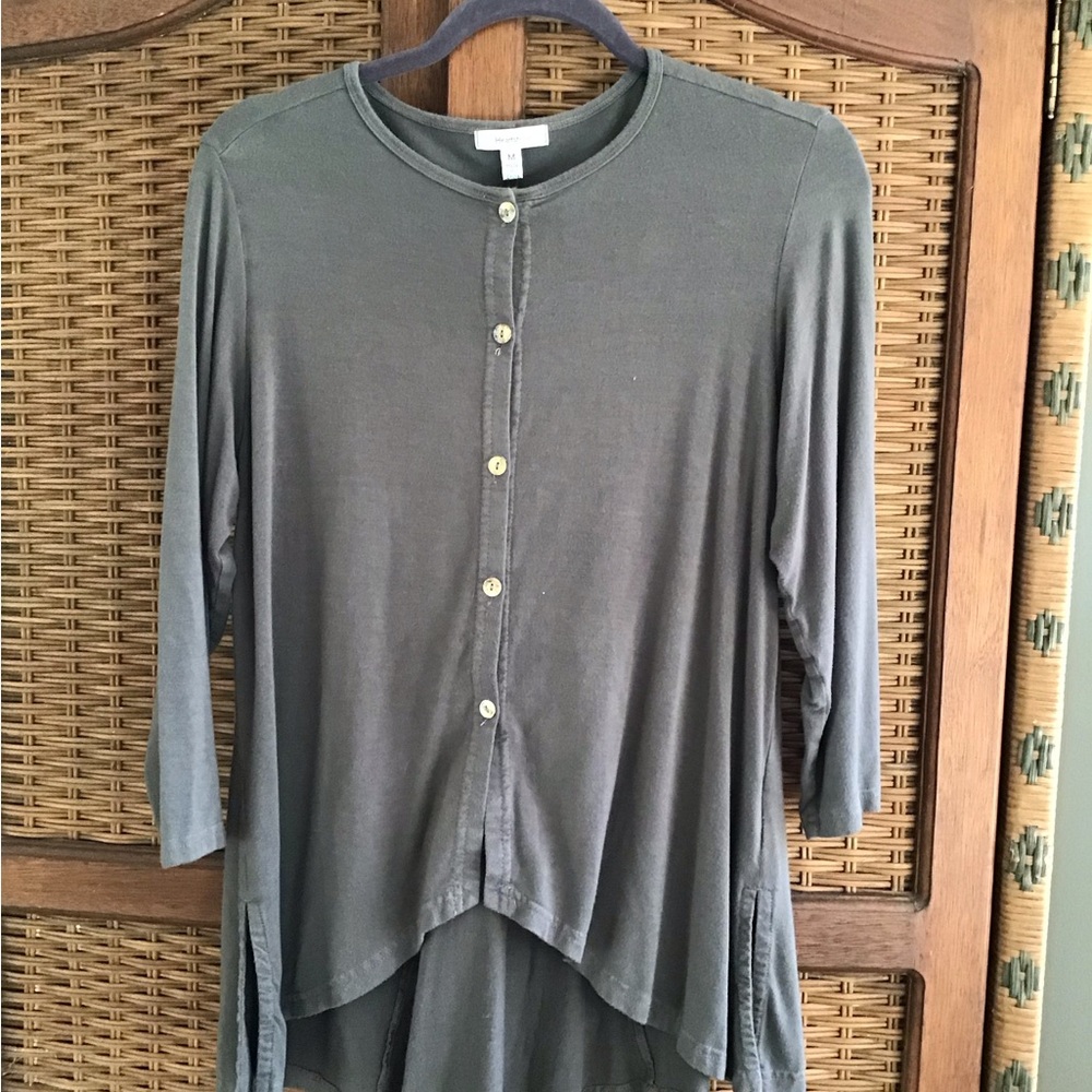 Hartstrings Women's Taupe-grey Button-Down Top